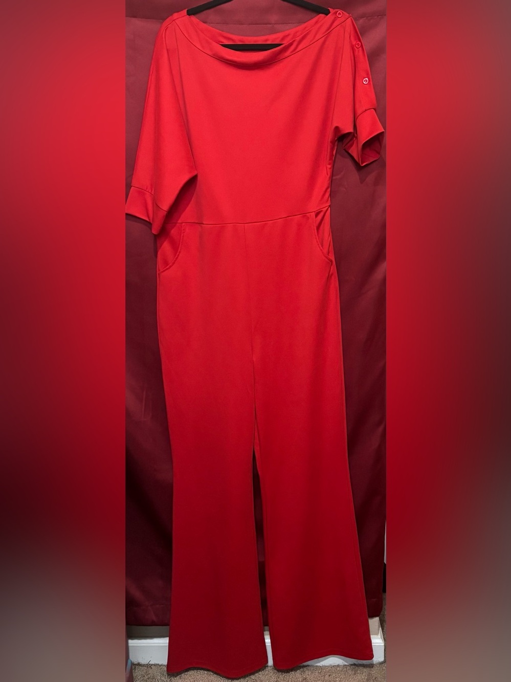Red Women's Wide-Leg Jumpsuit